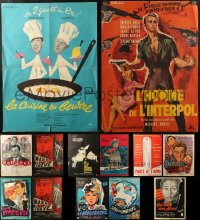 4h0829 LOT OF 17 FORMERLY FOLDED 23X32 FRENCH POSTERS 1950s-1960s images from a variety of movies!