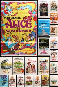 4h0090 LOT OF 26 FOLDED ONE-SHEETS FROM WALT DISNEY MOVIES 1970s-1980s animated & live action!
