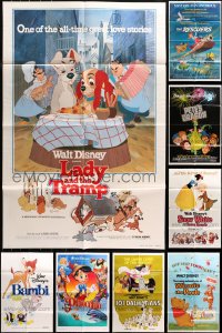 4h0112 LOT OF 8 FOLDED WALT DISNEY ONE-SHEETS 1960s-1970s great images from mostly animated movies!