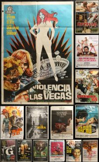 4h0812 LOT OF 19 FORMERLY FOLDED SPANISH POSTERS 1960s-1980s images from a variety of movies!