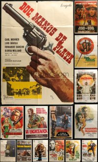 4h0814 LOT OF 17 FORMERLY FOLDED SPANISH POSTERS 1960s-1980s images from a variety of movies!