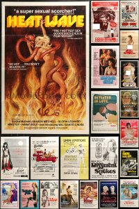 4h0893 LOT OF 22 FORMERLY TRI-FOLDED SEXPLOITATION 27X41 ONE-SHEETS 1970s-1980s sexy images!