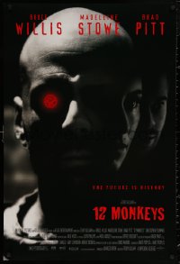 4j0701 12 MONKEYS DS 1sh 1995 Bruce Willis, Brad Pitt, Stowe, Terry Gilliam directed sci-fi!