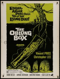 4j0378 OBLONG BOX 30x40 1969 Vincent Price, Edgar Allan Poe's tale of living dead, cool horror art!
