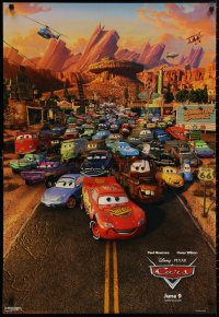 4j0790 CARS advance 1sh 2006 Walt Disney Pixar animated automobile racing, great cast image!