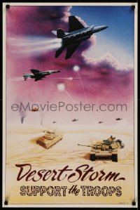 4j0572 DESERT STORM 21x32 commercial poster 1990s cool art of battle tanks and more by T. Ridder!