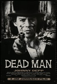 4j0821 DEAD MAN 1sh 1996 great image of Johnny Depp pointing gun, Jim Jarmusch's mystic western!