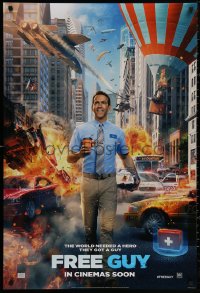 4j0860 FREE GUY int'l teaser DS 1sh 2020 the world needed a hero, but they got Ryan Reynolds, action!