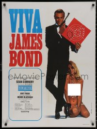 4j0107 GOLDFINGER French 24x32 R1970 art of Sean Connery as James Bond 007 by Jean Mascii!