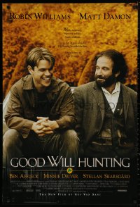 4j0877 GOOD WILL HUNTING 1sh 1997 great image of smiling Matt Damon & Robin Williams!