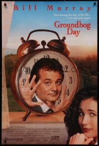 4j0882 GROUNDHOG DAY DS 1sh 1993 Bill Murray, Andie MacDowell, directed by Harold Ramis!