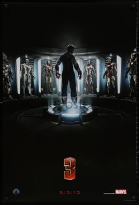 4j0925 IRON MAN 3 teaser DS 1sh 2013 cool image of Robert Downey Jr & many suits!