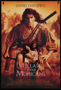4j0953 LAST OF THE MOHICANS 1sh 1992 Daniel Day Lewis as adopted Native American!