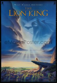 4j0960 LION KING DS 1sh 1994 Disney Africa, John Alvin art of Simba on Pride Rock with Mufasa in sky