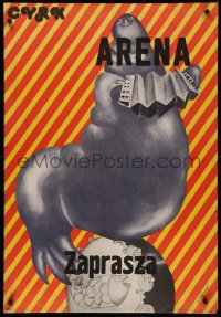 4j0494 CYRK Polish 26x38 1975 seal with accordion, Arena Zaprasza, Danuta Zukowska!