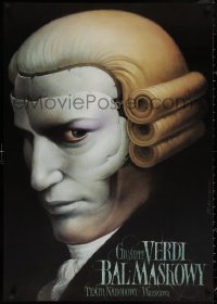 4j0495 MASKED BALL Polish 27x38 1998 completely different Wieslaw Walkuski artwork of masked man!