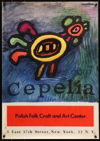 4j0441 CEPELIA Polish 19x26 1980 different colorful art of rooster by Jan Mlodozeniec!