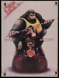 4j0444 CYRK Polish 19x25 1987 art of ape balancing on man and a bear by E. Jedrzejkowski!