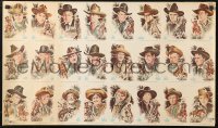 4j0412 COWBOY KINGS OF WESTERN FAME uncut postcard sheet 1973 John Wayne and many more top stars!