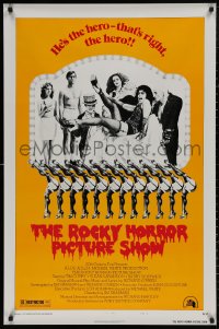 4j1065 ROCKY HORROR PICTURE SHOW style B 1sh 1975 Tim Curry is the hero, wacky cast portrait!
