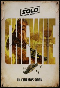 4j1097 SOLO int'l teaser DS 1sh 2018 A Star Wars Story, Ron Howard, great image of Chewbacca!