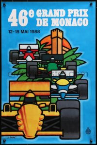 4j0596 GRAND PRIX DE MONACO 16x24 Monacan special poster 1988 J. Grobnet art of race cars & city!