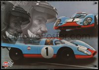 4j0402 GULF PORSCHE 917 2-sided 24x34 Swiss advertising poster 1970s Jo Siffert & schematic of racer!