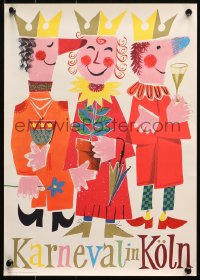 4j0603 KARNEVAL IN KOLN 12x17 German special poster 1950s wacky different art of three kings!