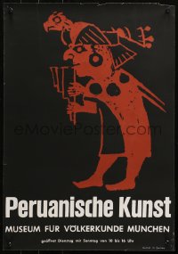 4j0455 PERUANISCHE KUNST 18x26 German museum exhibition 1950s wild art of a man playing instrument!