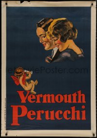 4j0401 VERMOUTH PERUCCHI 30x43 Spanish advertising poster 1926 art of couple & cherub drinking wine!
