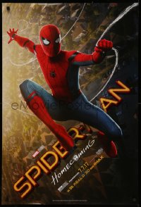 4j1114 SPIDER-MAN: HOMECOMING teaser DS 1sh 2017 Tom Holland swinging over New York City!