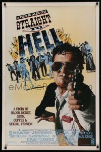 4j1133 STRAIGHT TO HELL 1sh 1987 Alex Cox, a story of blood, money, guns, coffee & sexual tension!
