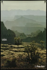 4j0294 PAN AM USA 28x42 travel poster 1970s Pan American, great desert canyon landscape image!