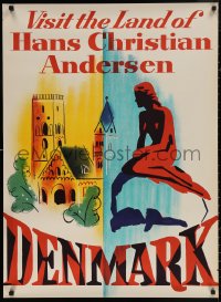4j0280 VISIT THE LAND OF HANS CHRISTIAN ANDERSEN 27x37 Danish travel poster 1960s Little Mermaid!