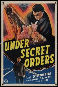 4j1170 UNDER SECRET ORDERS 1sh 1943 Erich von Stroheim, gripping expose of a sinister spy ring!