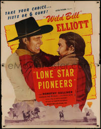 4k0411 LONE STAR PIONEERS 2sh R1948 close up of Wild Bill Elliott in death struggle with bad guy!