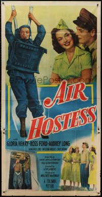 4k0531 AIR HOSTESS 3sh 1949 love flies high with pretty flight attendant Gloria Henry!