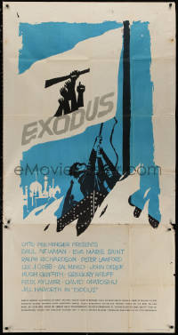 4k0552 EXODUS 3sh 1961 Otto Preminger, great artwork of arms reaching for rifle by Saul Bass!