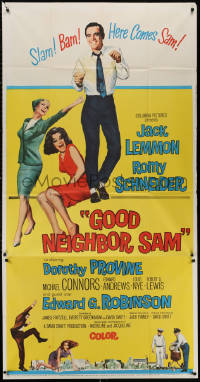 4k0560 GOOD NEIGHBOR SAM 3sh 1964 Jack Lemmon between sexy Romy Schneider & Dorothy Provine!