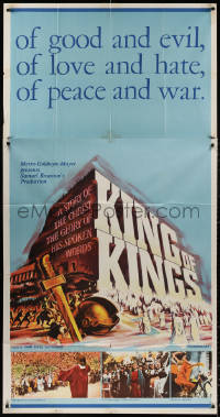 4k0572 KING OF KINGS style A 3sh 1961 Nicholas Ray Biblical epic, Jeffrey Hunter as Jesus!