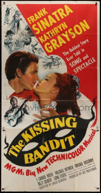 4k0573 KISSING BANDIT 3sh 1948 art of Frank Sinatra playing guitar & romancing Kathryn Grayson!