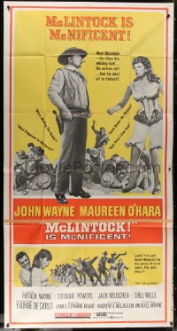 4k0578 McLINTOCK 3sh 1963 great full length images of John Wayne & sexy Maureen O'Hara!