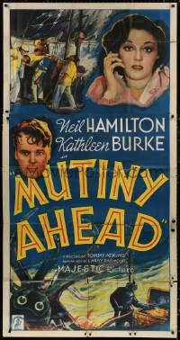 4k0580 MUTINY AHEAD 3sh 1935 Neil Hamilton, Kathleen Burke, art of deep sea diver & treasure!