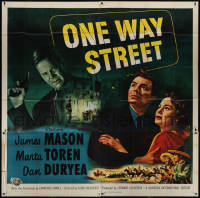 4k0442 ONE WAY STREET 6sh 1950 art of James Mason, sexy Marta Toren & Dan Duryea with gun!