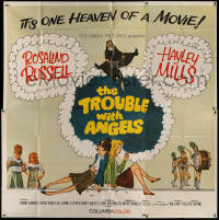 4k0455 TROUBLE WITH ANGELS 6sh 1966 Hayley Mills, June Harding, nun Rosalind Russell on bike!