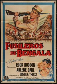 4k0633 BENGAL BRIGADE Argentinean 1954 Rock Hudson & Arlene Dahl romancing and fighting in India!