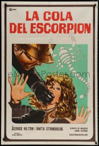 4k0641 CASE OF THE SCORPION'S TAIL Argentinean 1971 art of man silencing terrified woman, rare!