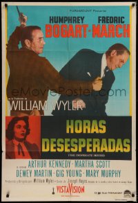 4k0648 DESPERATE HOURS Argentinean 1955 Humphrey Bogart attacking Fredric March, William Wyler