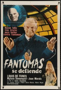 4k0652 FANTOMAS STRIKES BACK Argentinean 1965 Louis De Funes, master thief Jean Marais, Demongeot!