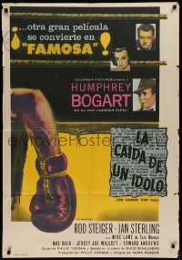 4k0662 HARDER THEY FALL Argentinean 1957 Humphrey Bogart, Rod Steiger & boxer Mike Lane!
